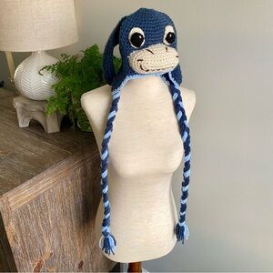Handmade Eeyore Crochet Hand Crocheted Kids Childrens Hat Purple Blue One Size